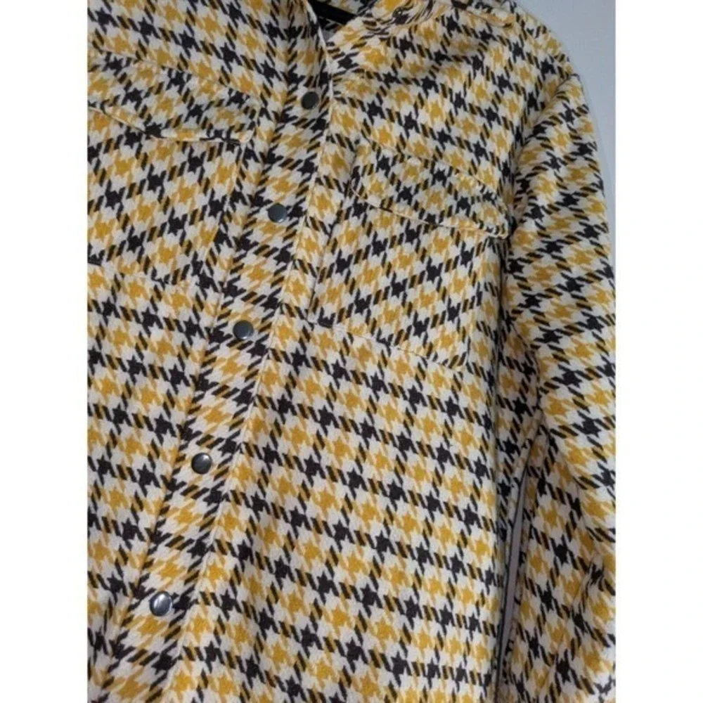 BB‎ Dakota Shacket Womens Medium Houndstooth Snaps Wool Blend Jacket Shirt Fall